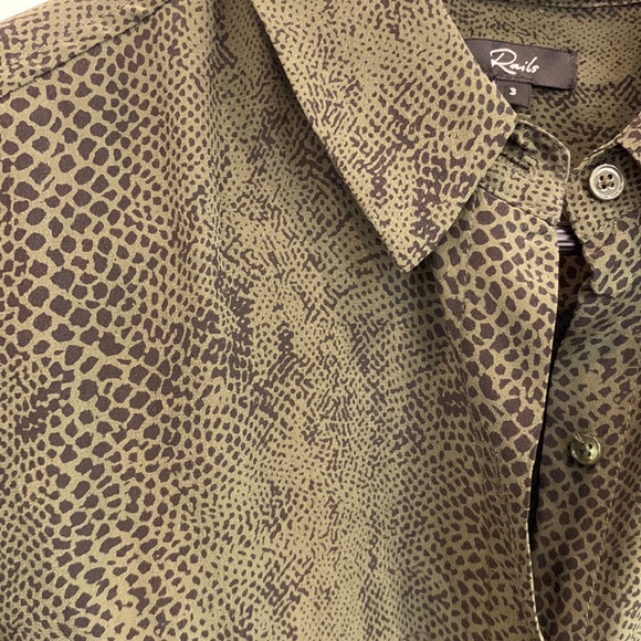 NWOT Rails Alix Silk Belted Shirtdress Dress in Python Olive Green + Black Sz S - Picture 13 of 13